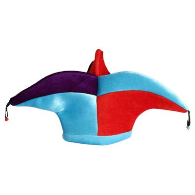 Alvivi Kids Jester Hat with Safety Bells Soft Multicolor Clown Hat Carnival Party Birthday Events Costume Parades Blue 3-Peak One Size