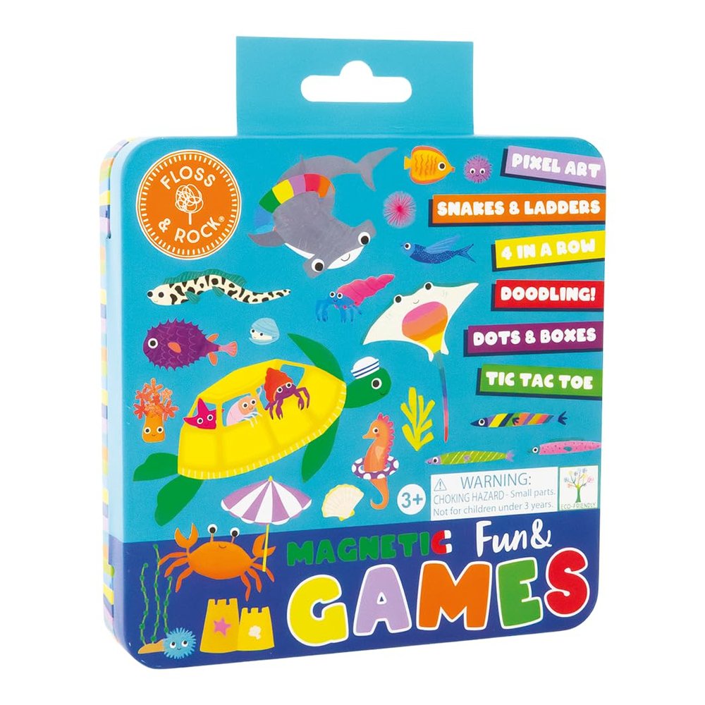Floss and Rock Ocean Magnetic Games Tin, 6.29-inch Length