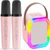 Karaoke Machine for Kids,2025New Mini Portable Karaoke Toys, Karaoke Speaker with 2 Wireless Microphone & Light for Home Party for Adults (Pink-2Mic) view 1
