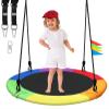 40 Inch Saucer Tree Swing for Kids, 900lbs Swings Seat for Children with Adjustable Hanging Straps Waterproof Safe Durable Swing Sets for Indoor Outdoor Backyard Playground, Multi-Coloured view 1