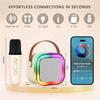 Karaoke Machine for Kids,2025New Mini Portable Karaoke Toys, Karaoke Speaker with 2 Wireless Microphone & Light for Home Party for Adults (Beige-1MIC) view 3