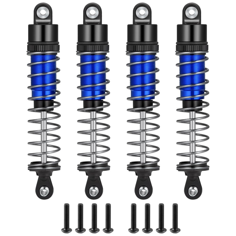 4PCS RC Shock Absorber Oil Adjustable Damper Set with Springs Aluminum Alloy 70mm/80mm/90mm Shocks for 1/10 RC Crawler Axial SCX10 TRX4 D90 Upgrades Parts (90mm)