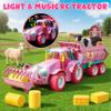 Funwee RC Farm Tractor Toy w/Light & Music, Kid Truck Toy w/Front Loader & Farm Animal, 2.4GHz RC Tractor Trailer Car Vehicle Toy for Boy Girl Age 3 4 5 6 7+ Year Old Christmas Birthday Gift (Pink) view 4