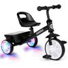 Bobike Toddler Tricycle for Ages 2-5 Years, Tricycle with 2 LED Light Wheels, Toddler Bike with 3-Position Seat and Rear Basket, Kids Bike Gift for Boys & Girl (Black) view 1