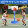 HYES Toddler Basketball Hoop with Electronic Scoreboard/LED Rim/3 Balls, Adjustable Height Indoor Mini Basketball Hoop for Kids 1-3, Outdoor Poolside Sport Toy, Birthday for Boys Girls view 3