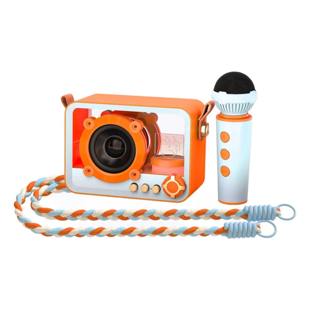 HURRISE Portable Mini Karaoke Machine for Kids with BT Microphones and Speaker High Sound Quality for Home Party Outdoor Travel Camping (Single Microphone)