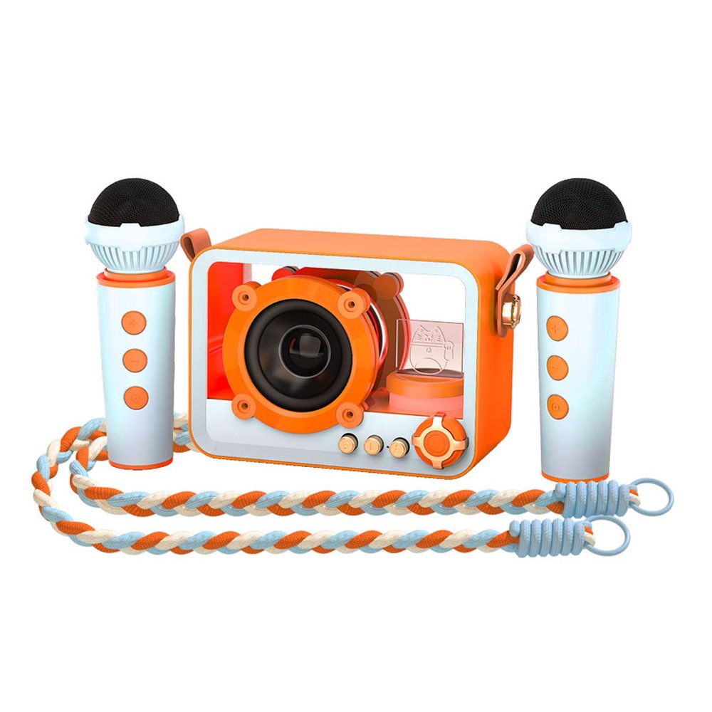 HURRISE Portable Mini Karaoke Machine for Kids with BT Microphones and Speaker High Sound Quality for Home Party Outdoor Travel Camping (Dual Microphone)