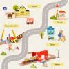 94pcs Wooden Train Set, Modern City Adventure Railway Track for Kids with Bridge, Tunnel, Crane, Town Buildings, Compatible with Most Brand, Christmas Toy Gift for Boys Girls Age 3-8 view 2