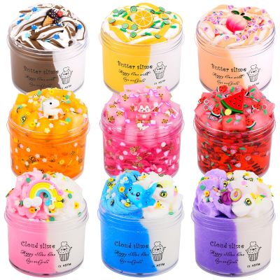 9 Pack Slime Kit, with 3 Jelly Cube Crunchy Slime 3 Butter Slime 3 Cloud Slime, Soft Non-Sticky, DIY Stress Relief Toys for Girl Boys, Birthday Gift, Party Favor