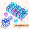 36 of Pack 12MM 6 Sided MINI Dice Set,Two Colours Glitter D6 Game Dice Set, 6 Sided Standard Dices for Yahtzee, Bunco or Teaching Math,with Portable Plastic Box(Green Purple) view 2