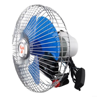 12V 24V Metal Car Fan Auto Cooling Vehicle Fan Oscillating Two Speed Quiet Strong Wind Portable Electric Fan for Truck Car with Clamp Mount 6 8 Inch Silent Air Circulation(8-inch 12V)