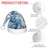LHDGBNV Blue White Floral Pattern Santa Hat For Kids Funny Christmas Hats Warm Comfort Velvet Holiday Xmas Hat For Boys Girls New Year Festive Party Decoration view 4