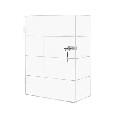 4 Shelf Clear Acrylic Display Cabinet, Acrylic Display Case with Lock, Acrylic Display Box for Collectibles Office Retail Store, 11.8*5.9*15.7 in