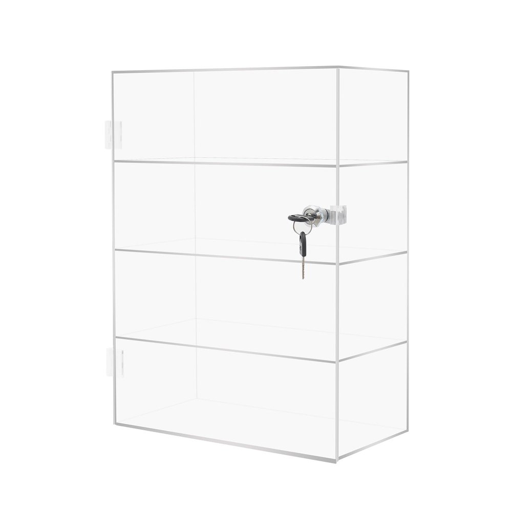 4 Shelf Clear Acrylic Display Cabinet, Acrylic Display Case with Lock, Acrylic Display Box for Collectibles Office Retail Store, 11.8*5.9*15.7 in