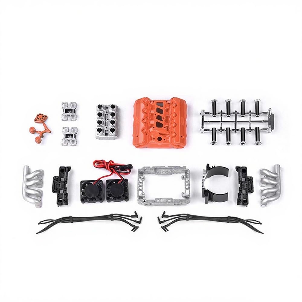 Realistic V8 Engine Radiator for 1/10 RC Cover Car TRX-4 TRX-6 SCX10 90046 Upgrade Kit (Orange)