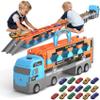 gearvibe 2-in-1 Race Truck Car Toys for 3-8 Years Old Boys Girls, Trucks for Toddlers 2-4 Years Foldable Transport Car Toys with 2 Foldable Tracks 16 Race Cars, Birthday Gifts for Toddler Toys 2-3 view 1