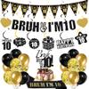 10th Birthday Decorations Boys Banner - 28 Pcs Glitter Bruh I'M 10 Banners Triangle Bunting Swirls Garland Shoulder Strap Balloons Cake Topper Decor for 10 Year Old Double Digits Party Supplies view 1