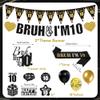 10th Birthday Decorations Boys Banner - 28 Pcs Glitter Bruh I'M 10 Banners Triangle Bunting Swirls Garland Shoulder Strap Balloons Cake Topper Decor for 10 Year Old Double Digits Party Supplies view 2