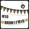 10th Birthday Decorations Boys Banner - 28 Pcs Glitter Bruh I'M 10 Banners Triangle Bunting Swirls Garland Shoulder Strap Balloons Cake Topper Decor for 10 Year Old Double Digits Party Supplies view 3