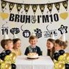10th Birthday Decorations Boys Banner - 28 Pcs Glitter Bruh I'M 10 Banners Triangle Bunting Swirls Garland Shoulder Strap Balloons Cake Topper Decor for 10 Year Old Double Digits Party Supplies view 4
