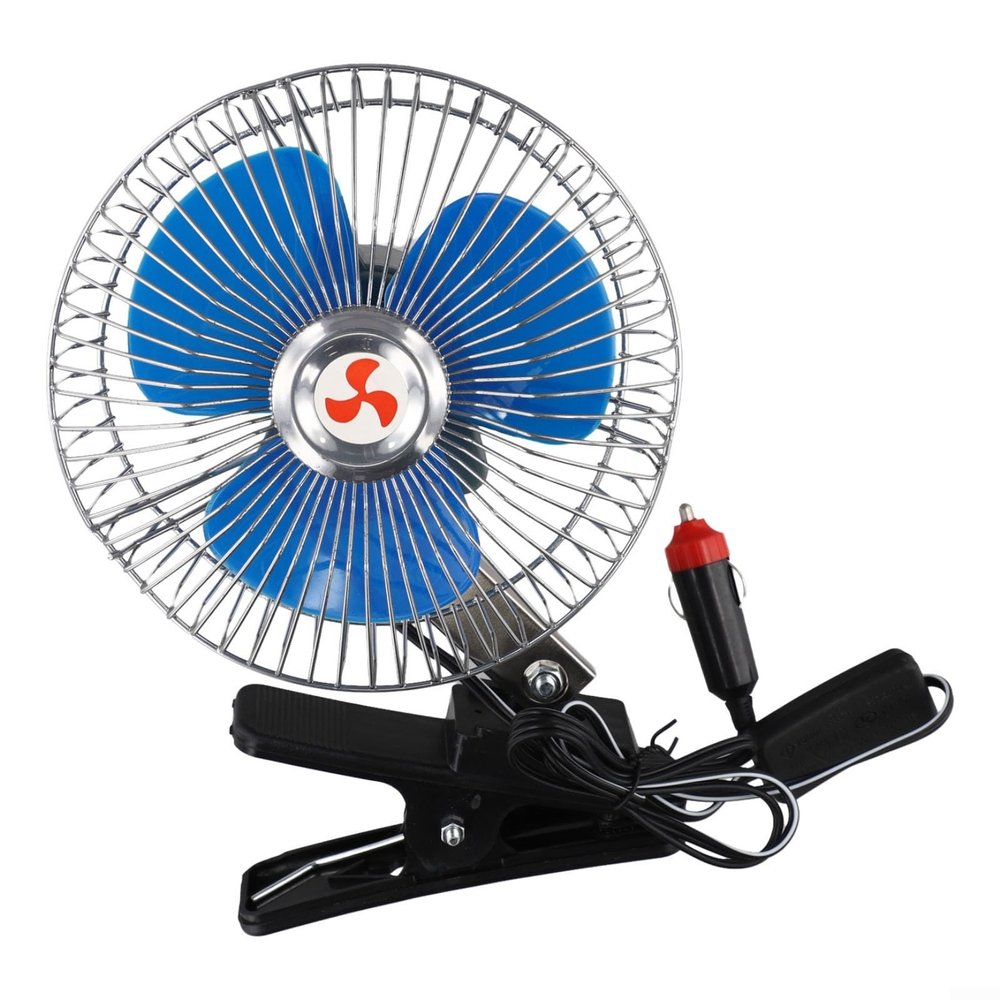 12V 24V Metal Car Fan Auto Cooling Vehicle Fan Oscillating Two Speed Quiet Strong Wind Portable Electric Fan for Truck Car with Clamp Mount 6 8 Inch Silent Air Circulation(6-inch 12V)