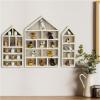 3PC Wall Mounted Priest Shelf Dust Proof Display Cabinet Miniature Figure Stand Holder Trinket Home Decor Organizer Wood Display Shelf view 2