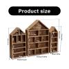 3PC Wall Mounted Priest Shelf Dust Proof Display Cabinet Miniature Figure Stand Holder Trinket Home Decor Organizer Wood Display Shelf view 3
