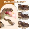 HAYXUN Remote Control Tyrannosaurus Rex Dinosaur Toys for Kids 3-5, 5-7, 8-12, RC T Rex Dino Robot Toy with Spray, Roar & Light, Birthday for 3 4 5 6 7 8 9 10 11 12 Year Old Boys (Brown) view 2