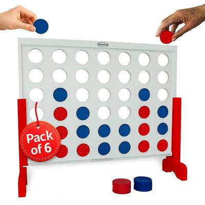 Bolaball Giant Wooden 4-in-a-Row Game Pack of 6  3.2FT Jumbo Connect Game for Kids & Adults, Indoor & Outdoor Fun, Durable Design for Family Gatherings, BBQs, Parties & More