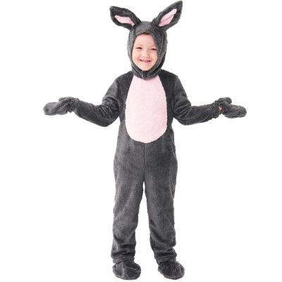 HAPNBCELE Rabbit Costume for Kids, Girls Boys Grey Bunny Animals with Headgear, Gloves, Halloween Christmas Easter Cosplay (Grey, Medium 8-10 Years)