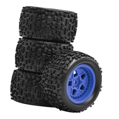 4Pcs 1/18 RC Car Wheels and Tires Accessory Durability Professional Sturdy Spare Parts RC Car Part Replace for Typhon Grom, Blue