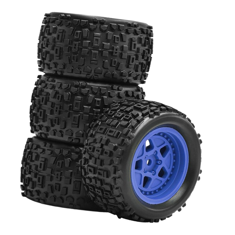 4Pcs 1/18 RC Car Wheels and Tires Accessory Durability Professional Sturdy Spare Parts RC Car Part Replace for Typhon Grom, Blue