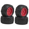 4Pcs 1/18 RC Car Wheels and Tires Accessory Durability Professional Sturdy Spare Parts RC Car Part Replace for Typhon Grom, Red view 1