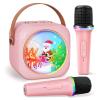 Mini Karaoke Machine with 2 Wireless Microphones,Gift for 3-12 Years Old, 2026 Best Christmas Birthday Toy for Girls Boys Party (Chrismas-Pink) view 1