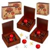 Gejoy 3 Packs Metal Jacks Set with 36 Metal Jacks and 6 Red Rubber Balls in Wooden Box Retro Jackstones Game for Adults Christmas End of Year Family Gatherings Gifts Birthday Party Favors view 1