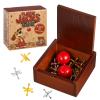 Gejoy 1 Pack Metal Jacks Set with 12 Metal Jacks and 2 Red Rubber Balls in Wooden Box Retro Jackstones Floor Game for Adults Birthday Gifts Party Party Family Gatherings view 1