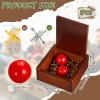 Gejoy 1 Pack Metal Jacks Set with 12 Metal Jacks and 2 Red Rubber Balls in Wooden Box Retro Jackstones Floor Game for Adults Birthday Gifts Party Party Family Gatherings view 2