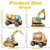 4PCS Self-Standing Engineering Vehicle Balloon Large 4D Foil Construction Excavator Party Decoration, Easy to Inflate, Birthday, Shower & Construction Theme Supplies view 2