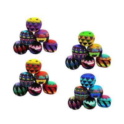 Mia Jewel Shop - Footbag Sack for Kick Ball | Assorted Foot Bag Crochet Hacky for Adults | Juggling Balls for Beginners | Multicolored Geometric Pattern | Handmade Guatemalan Crafts (Set of 24)