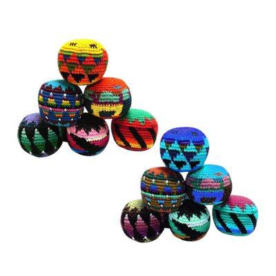 Spirit of Nature - Footbag Sack for Kick Ball | Assorted Foot Bag Crochet Hacky for Adults | Juggling Balls for Beginners | Multicolored Geometric Pattern | Handmade Guatemalan Crafts (Set of 12)