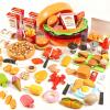 76 Pcs Fast Food Play Set with Giant Burger Storage  Cutting Play Food Toys for Kids Kitchen Aged 3 4 5, Includes Pizza, Burger, Fries & Ice Cream, Birthday Gift for Boys Girls view 1