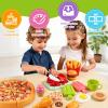 76 Pcs Fast Food Play Set with Giant Burger Storage  Cutting Play Food Toys for Kids Kitchen Aged 3 4 5, Includes Pizza, Burger, Fries & Ice Cream, Birthday Gift for Boys Girls view 3