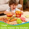 76 Pcs Fast Food Play Set with Giant Burger Storage  Cutting Play Food Toys for Kids Kitchen Aged 3 4 5, Includes Pizza, Burger, Fries & Ice Cream, Birthday Gift for Boys Girls view 4