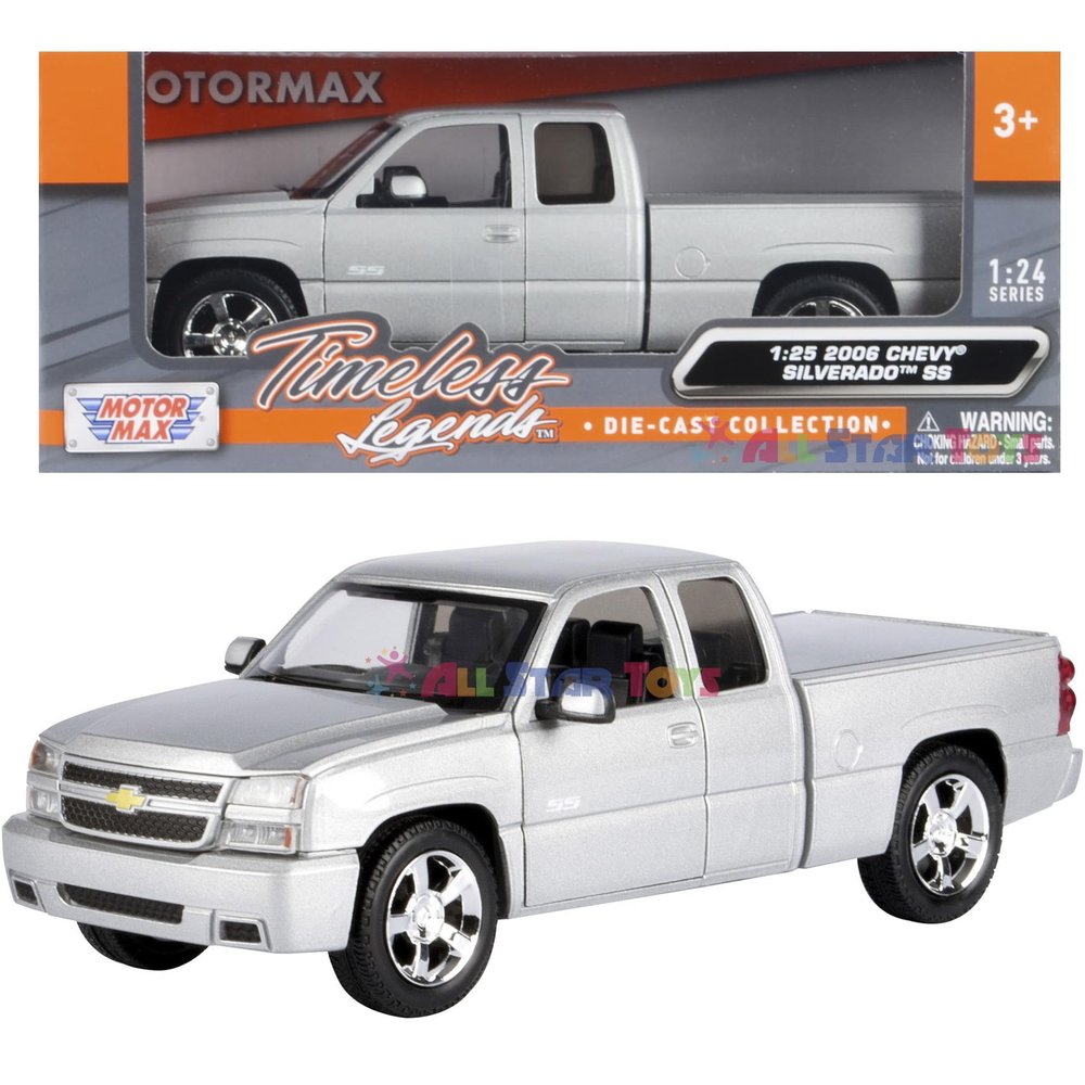 2006 Silverado SS Extended Cab w/Bed Cover Pickup Truck 1/25 Diecast Model Car Motor Max 79394 Silver
