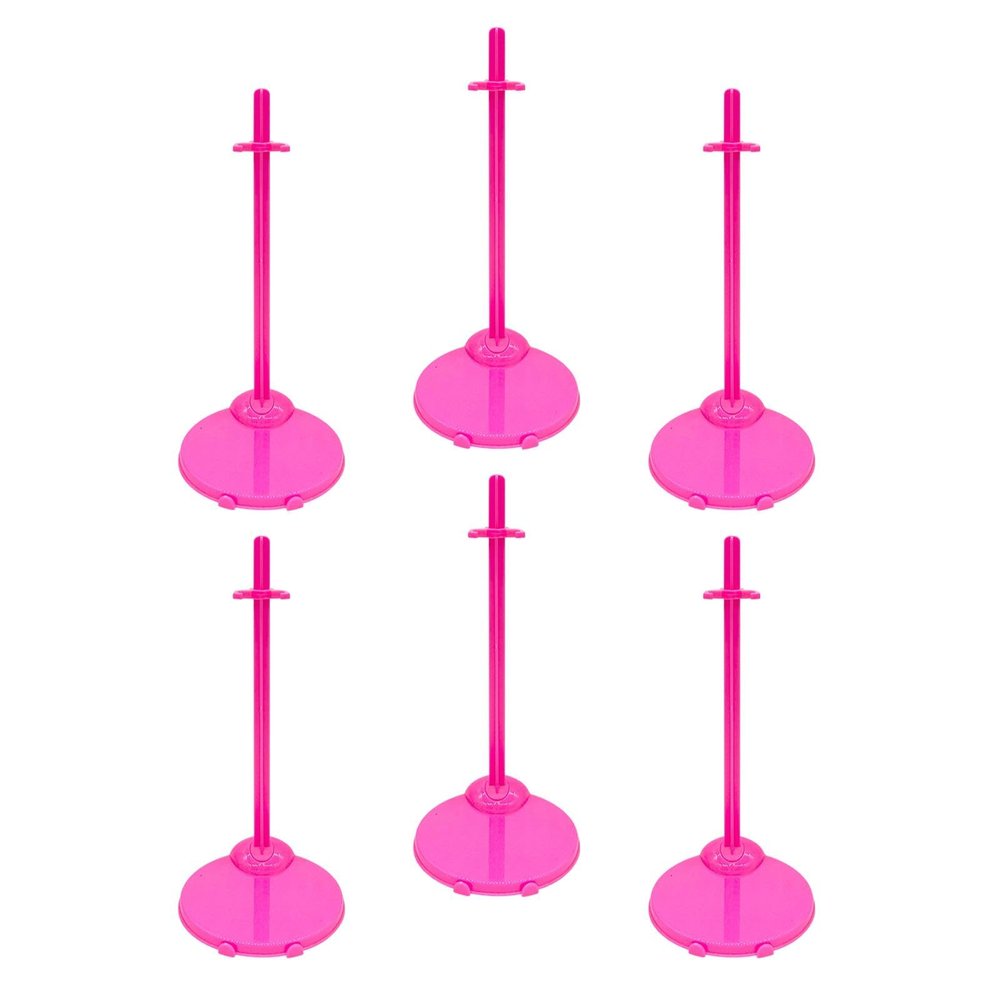 6 Pieces Doll Stand with Adjustable Waist Clip, Doll Accessory for 10-12 Inch Dolls, Quick Installation, Multifunctional and, Rose Pink