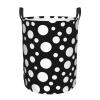Black White Polka Dot Printing Personalized Circular Dirty Clothes Hamper-Standable Design Works In Bathroom & Closet view 1