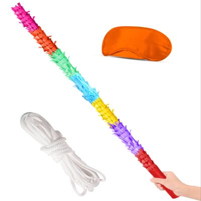 30 Inch Piata Stick Kit Unbreakable Pinata Stick with Blindfold Blind Rope Suitable for Boys Girls Adults Can Have Fun at Any Party (Rainbow)