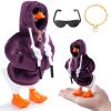6 Set 7inch Desk Goose Outfits, Mini Desktop Goose Clothes Desk Goose Accessories Set for Magnetic Goose Statue ( Purple Hoodie+ Sunglasses+ Necklace ) view 1