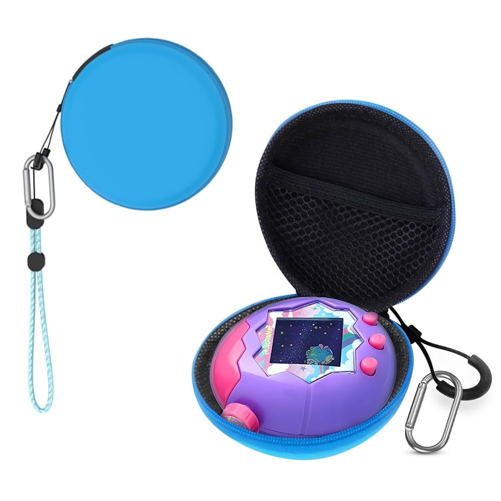 Carrying Case for Tamagotchi Paradise, Travel Storage Bag Portable Organizer Dustproof and Shockproof PU Protective Cover Pouch with Lanyard for Kids - Case Only (Blue)