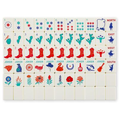 Arrowbash 160 Pcs Texas American Mahjong Set, 1.2 x 0.87 Inches Western Mahjong Tiles, Hand Carved Pattern for Adult Mah Jong Social Games, Beginners, Mah Jong Lovers